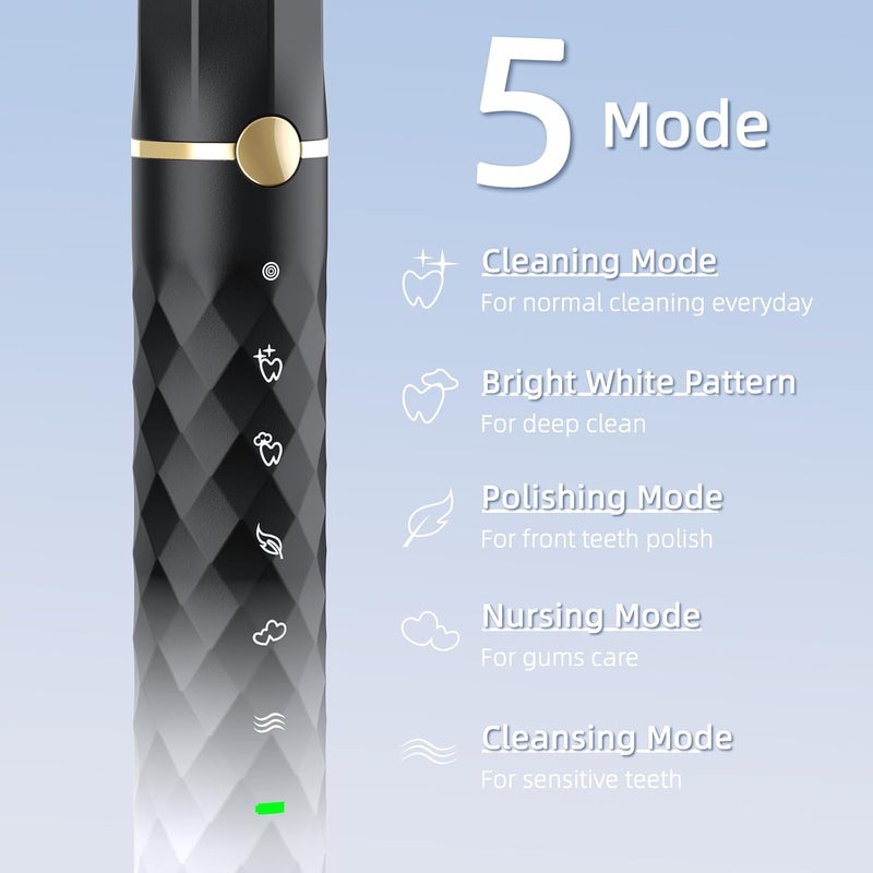 Seapeoa Electric Toothbrush Set, Equipped with 10 Brush Heads and Travel case, IPX8 Waterproof, 2-Minute Timer, 42000 high-Frequency Vibrations, 5 Modes, The First Choice for Gift Giving - Image 5